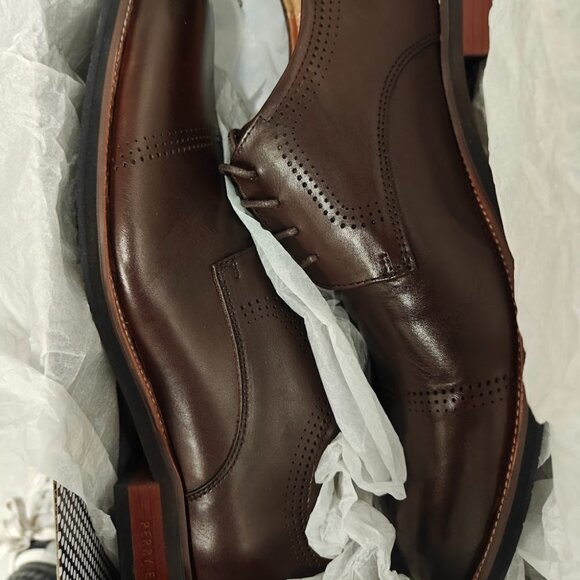 Perry Ellis Dark Brown Leather Brogue Oxfords Brand NEW - Picture 6 of 6